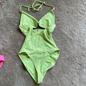 Neon Lime Cutout One-Piece Swimsuit